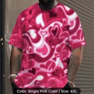Men's Pink Heart Pattern Shirt